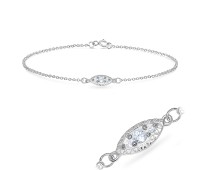 Eye Shape with Round CZ Silver Bracelet BRS-541